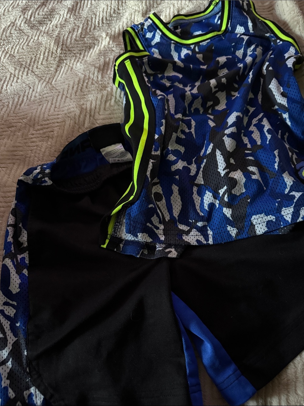 And1 Blue Camo Basketball Jersey with Neon Trim
